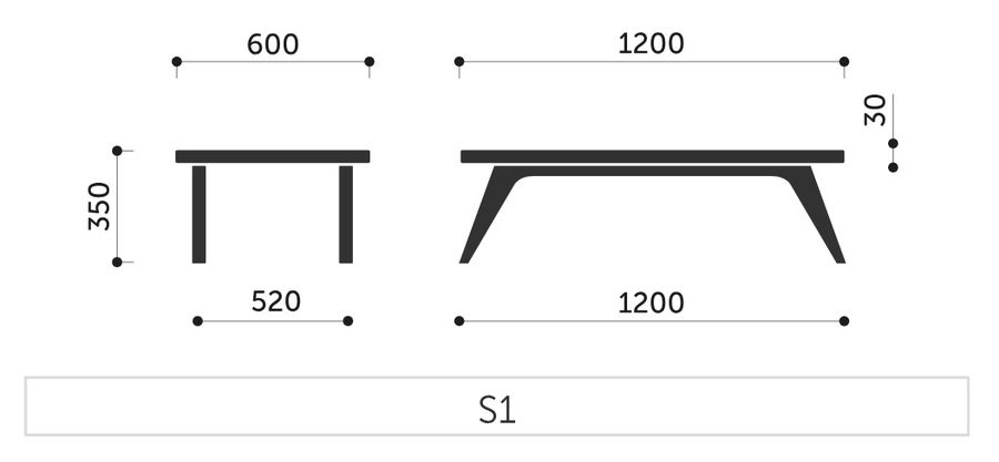 PROFIM - OCTOBER Stolik duży S1 | Nogi metalowe ^ drewniane