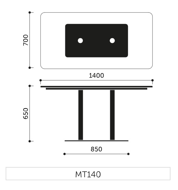 PROFIM - REVO Stolik Okolicznościowy MT140 | Prostokątny | Wysokość 65 cm