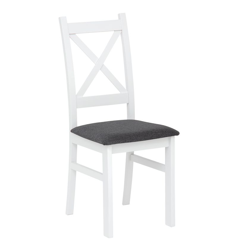 FURNITEX - CARLO Krzesło | Białe | Siedzisko tapicerowane szare | Tapicerka Gunar 16