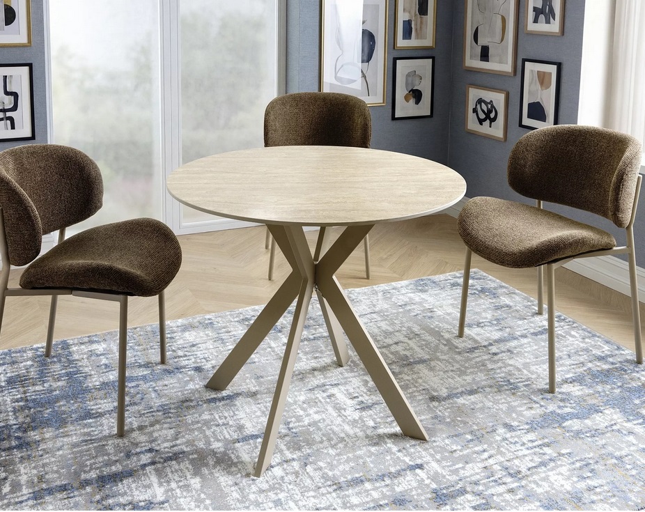 SIGNAL - TALIA K Stół fi90X76h | TRAVERTINE | Kaszmir