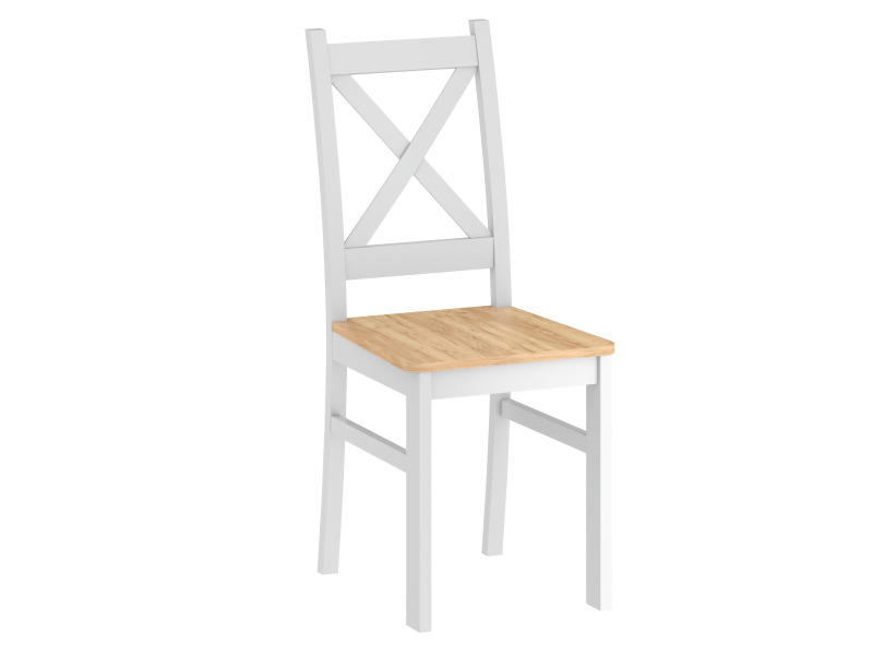 FURNITEX - CARLO Krzesło | Białe | Siedzisko twarde dąb złoty craft
