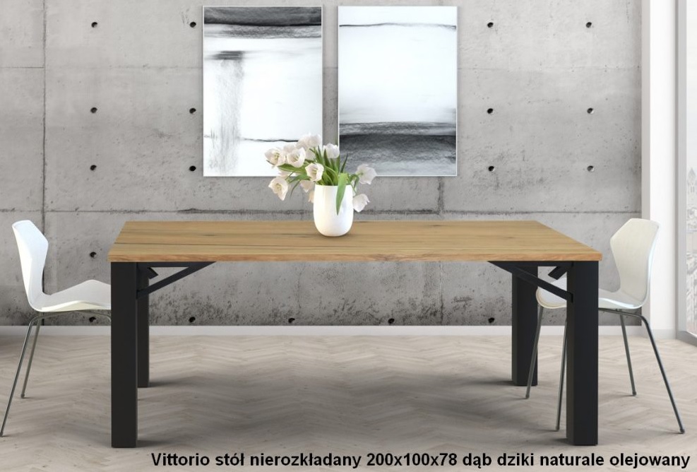 ORTUS - VITTORIO Dąb Stół nierozkładany | Blat obłogowany | Grubość blatu 3 cm