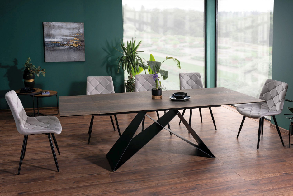 SIGNAL - WESTIN CERAMIC Stół 160-240x90 | Efekt drewna brąz | Czarny mat