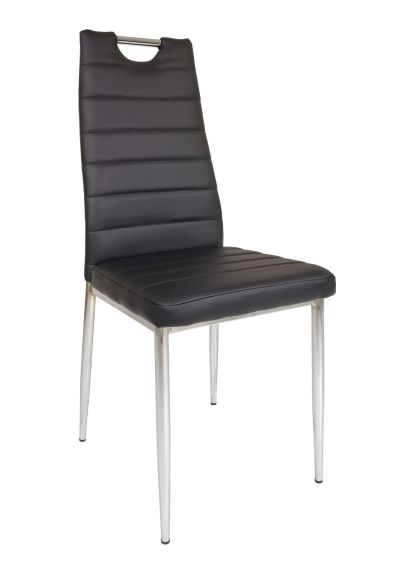 FURNITEX - DC2-001-B Krzesło | Ekoskóra | Czarny | Nogi chrom