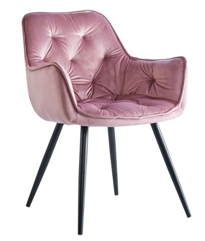 FURNITEX - HF-058 Krzesło | Velvet | Różowe | Nogi czarne