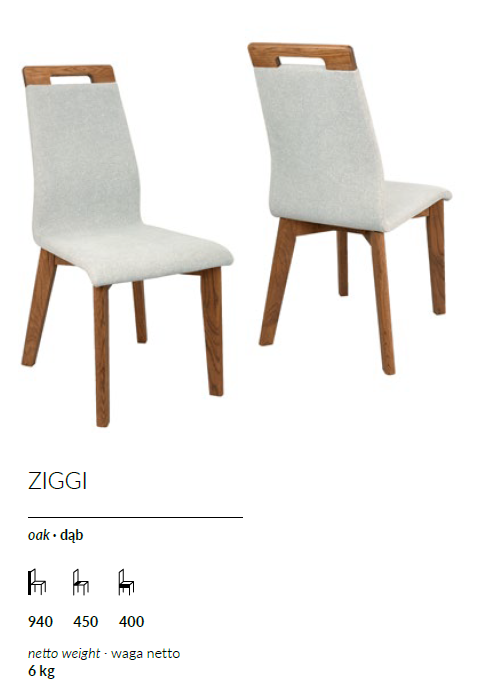 PAGED - ZIGGI Krzesło dąb | Dąb naturalny | Tkanina Milton New 15 | 4 sztuki | DOSTĘPNE OD RĘKI